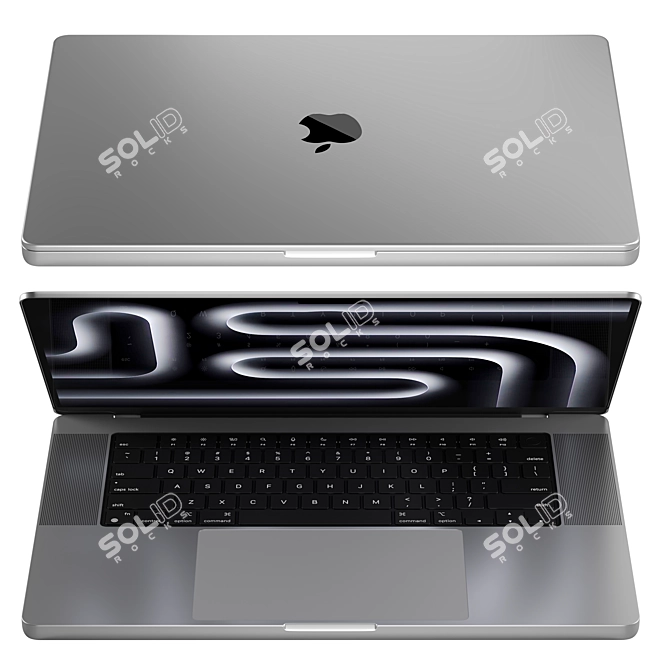 Silver Apple MacBook 16 3D 3D model image 1