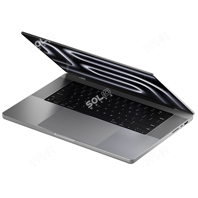 Silver Apple MacBook 16 3D 3D model image 4