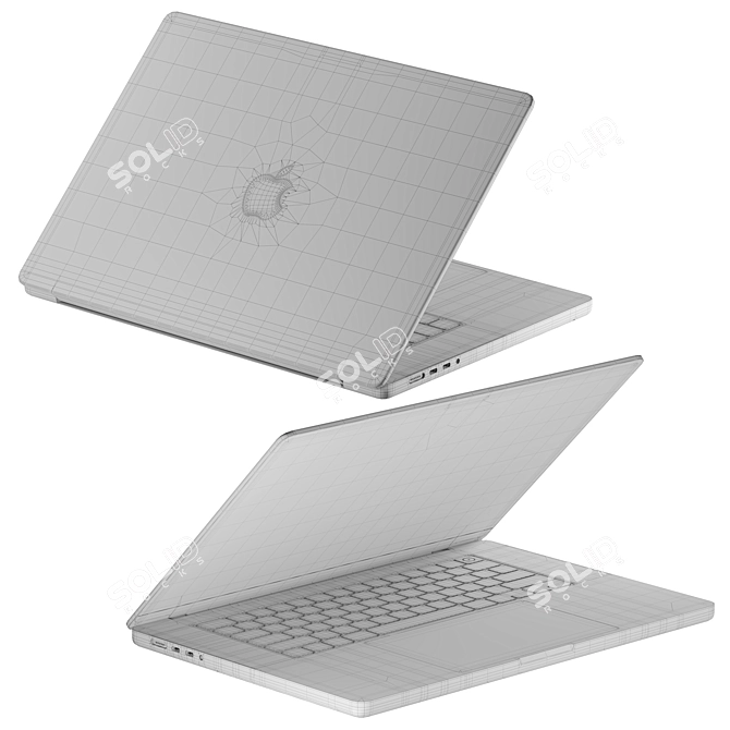 Silver Apple MacBook 16 3D 3D model image 5