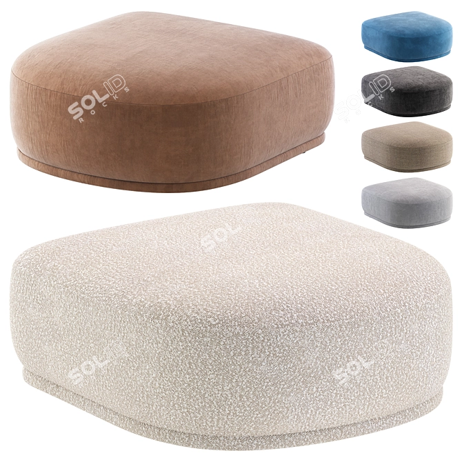 Fabro End Pouf - Latte Beige 3D model image 1