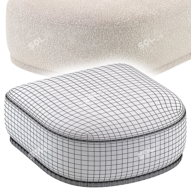 Fabro End Pouf - Latte Beige 3D model image 7