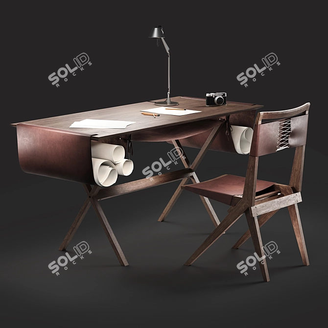 Modern Minimalist Oscar Giorgio Desk 3D model image 8