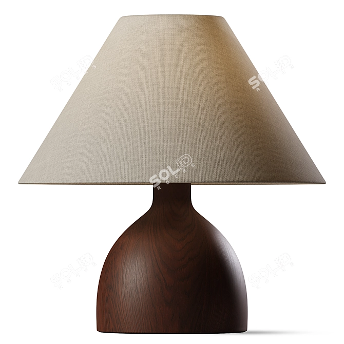 Refined Mango Wood Desk Lamp Base 3D model image 1