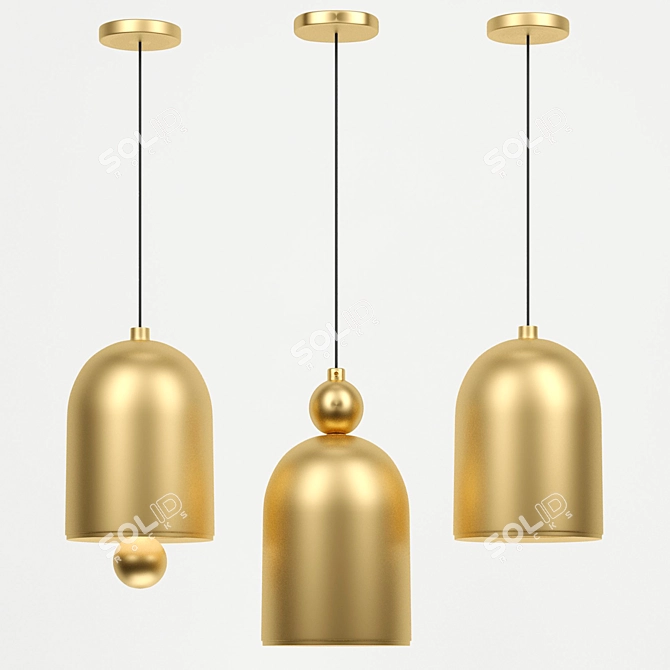 Elegant Gold Bell Pendant Lamp 3D model image 2