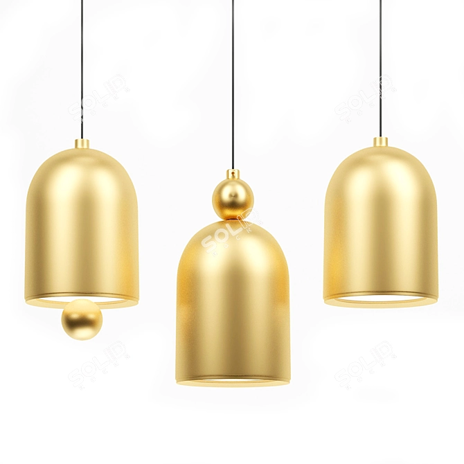 Elegant Gold Bell Pendant Lamp 3D model image 6