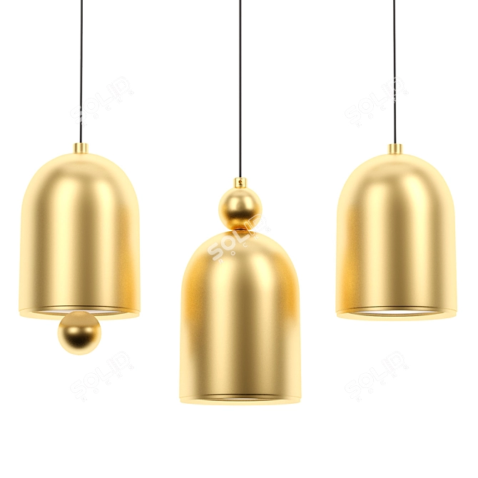 Elegant Gold Bell Pendant Lamp 3D model image 8