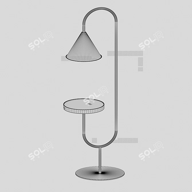 Dion Black Floor Lamp with Wireless Charging 3D model image 2
