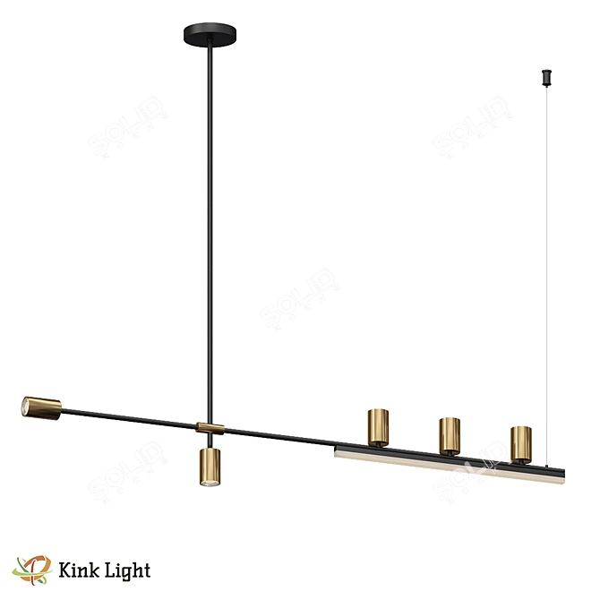 Elegant Brass Chandelier with LED 3D model image 1