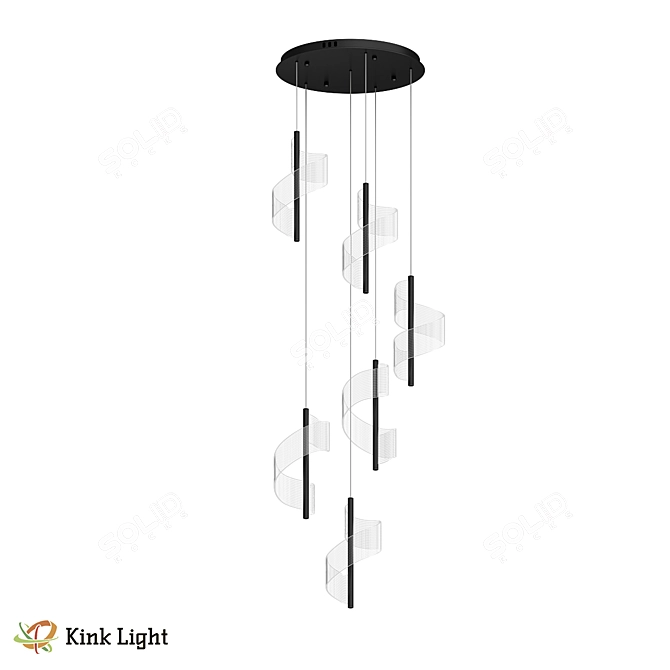 Ilina Black Pendant LED Chandelier 3D model image 1