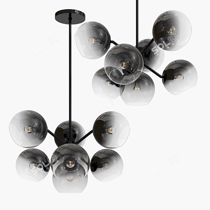 Modern Staggered Glass Pendant Light 3D model image 2