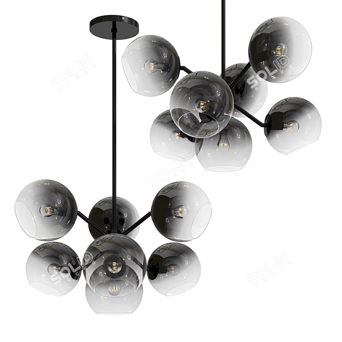 Modern Staggered Glass Pendant Light 3D model image 7