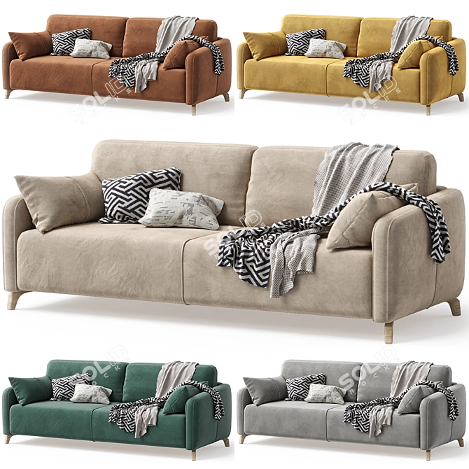 Leri Velvet Sofa with Accessories 3D model image 1