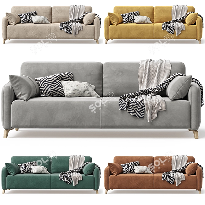 Leri Velvet Sofa with Accessories 3D model image 2