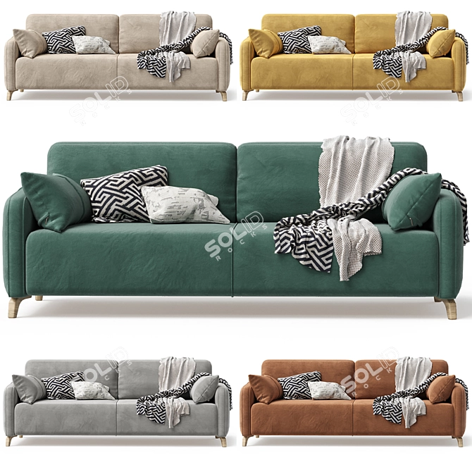 Leri Velvet Sofa with Accessories 3D model image 3