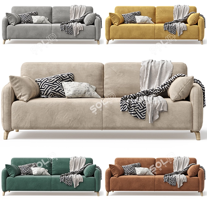 Leri Velvet Sofa with Accessories 3D model image 4