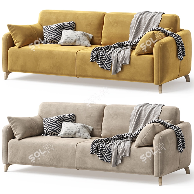 Leri Velvet Sofa with Accessories 3D model image 5