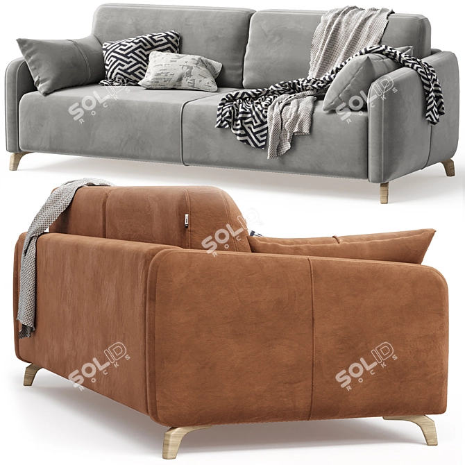 Leri Velvet Sofa with Accessories 3D model image 6