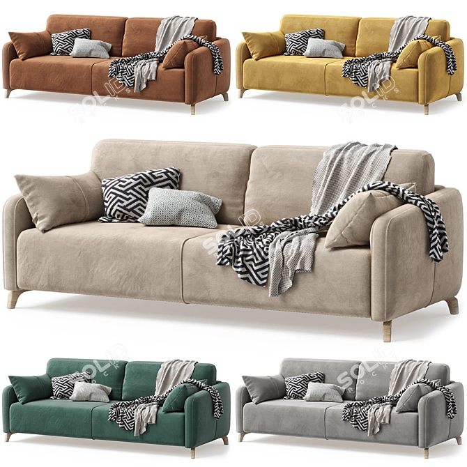 Leri Velvet Sofa with Accessories 3D model image 8