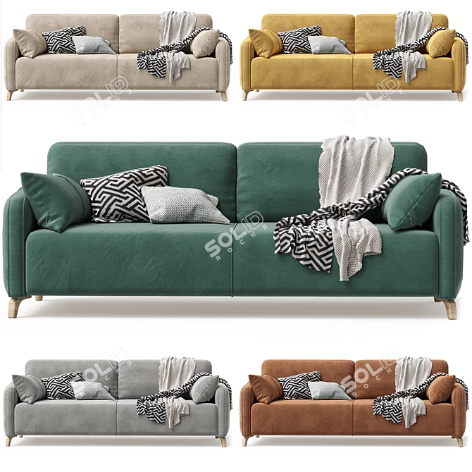 Leri Velvet Sofa with Accessories 3D model image 9