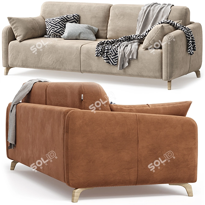 Leri Velvet Sofa with Accessories 3D model image 11