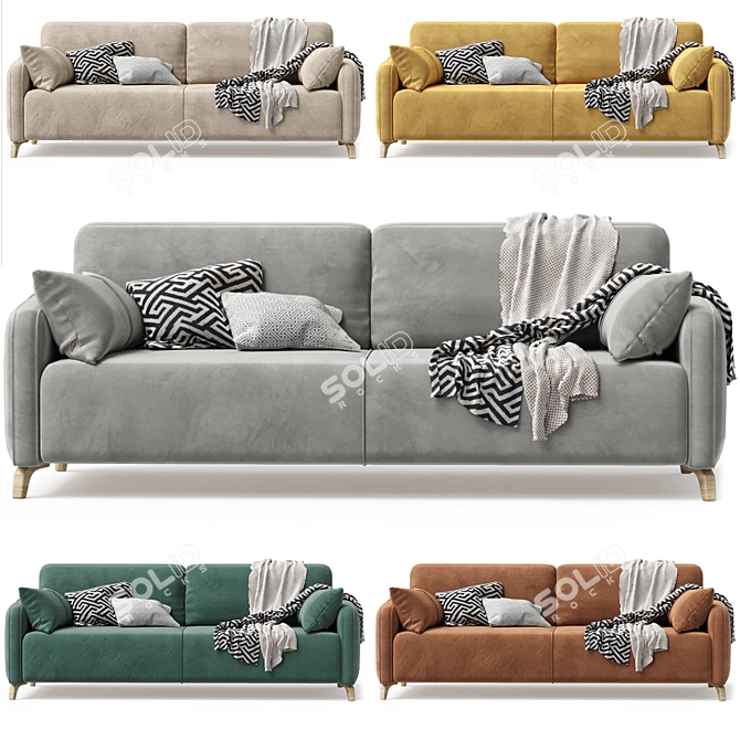 Leri Velvet Sofa with Accessories 3D model image 12