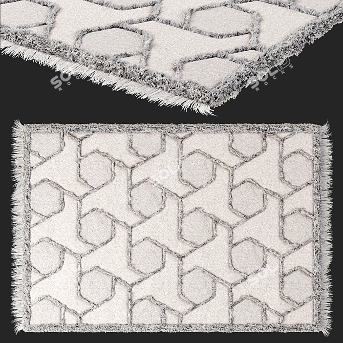 Designer Light Grey Carpet 230x160cm 3D model image 1