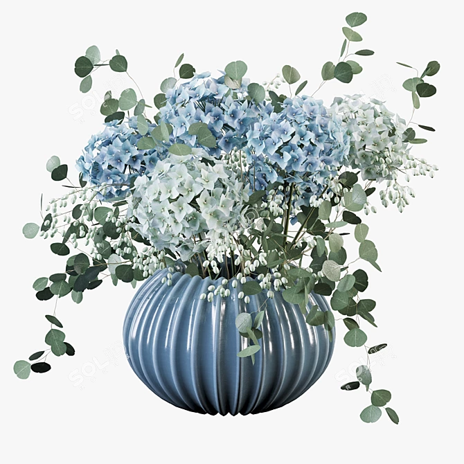 Hydrangea Bouquet 3D Model Set 3D model image 1