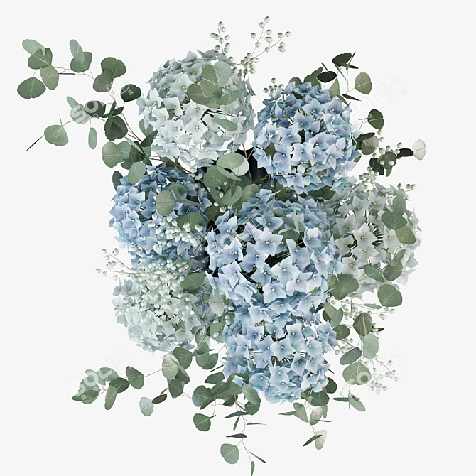 Hydrangea Bouquet 3D Model Set 3D model image 3