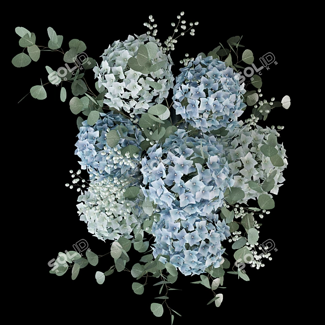 Hydrangea Bouquet 3D Model Set 3D model image 7