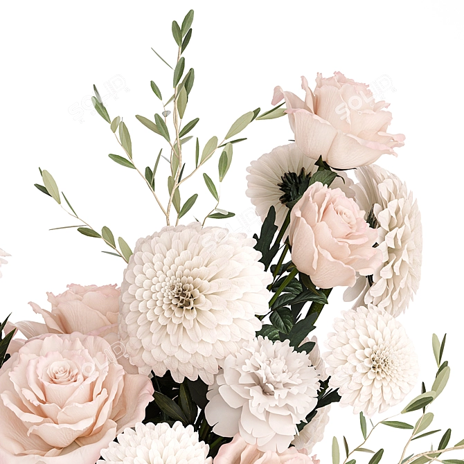 Modern Elegance Floral Arrangement 3D model image 2