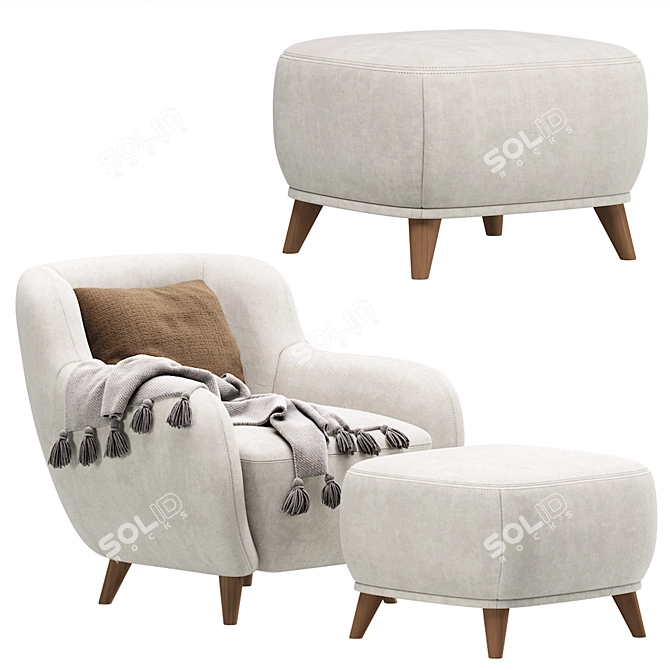 Luxury Happy Velvet Armchair from Divan.ru 3D model image 6