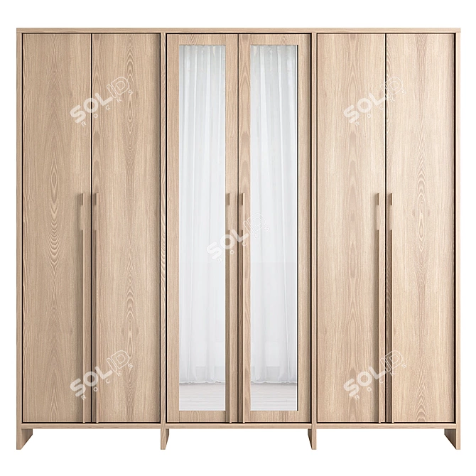 Modern Japandi 6-Door Wardrobe 3D model image 2