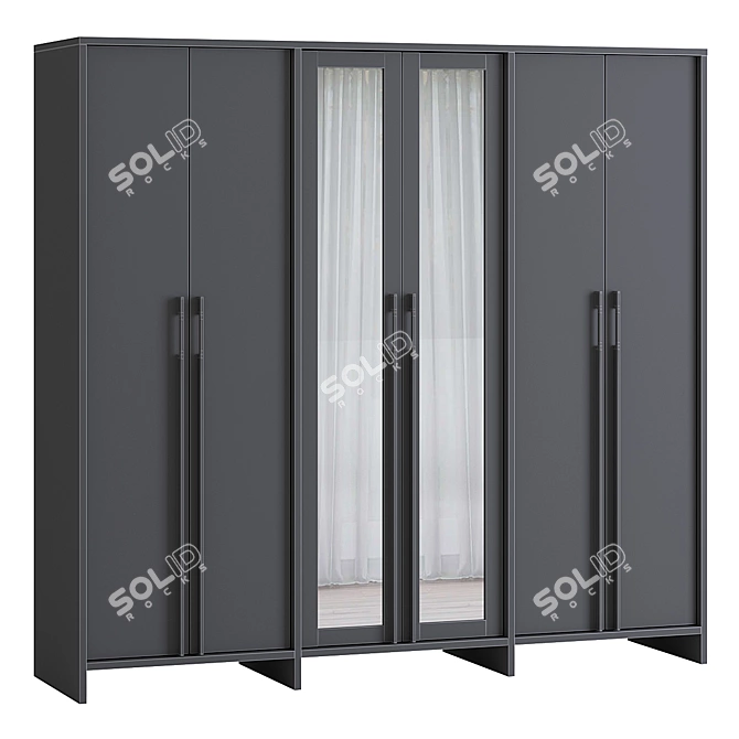 Modern Japandi 6-Door Wardrobe 3D model image 3