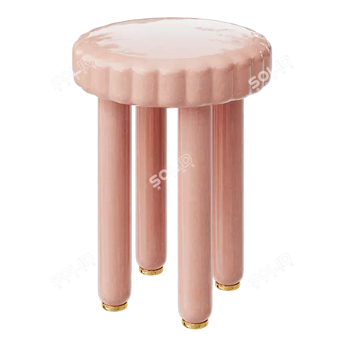 Artisanal Ceramic Stool Design 3D model image 2