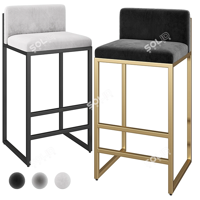 Modern Bar Stool Set, 6 Colors, 20,394 Polygons 3D model image 1