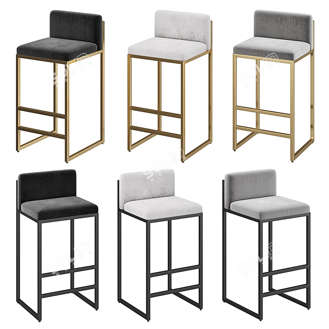 Modern Bar Stool Set, 6 Colors, 20,394 Polygons 3D model image 2