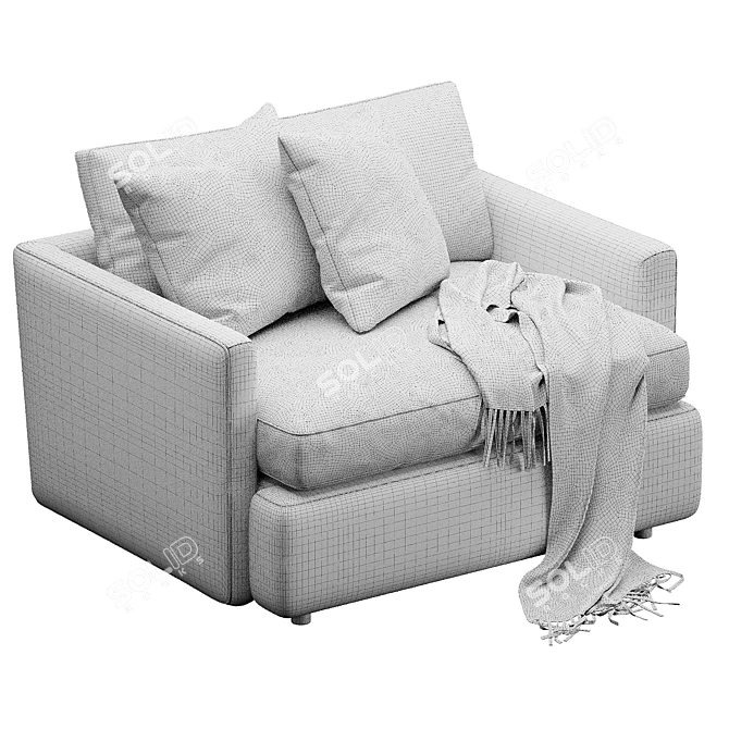 Stylish Lounge Armchair in Velvet/Leather 3D model image 4