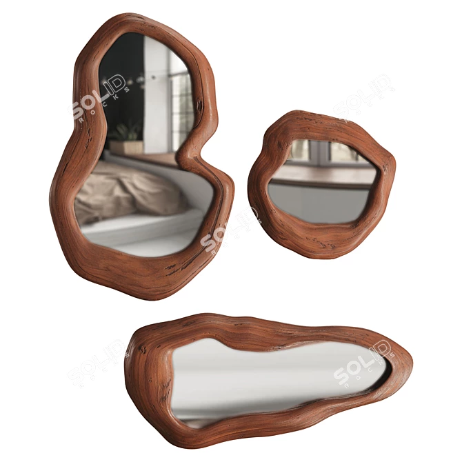 Handmade Wooden Frame Mirrors 3D model image 1