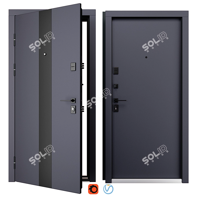 Modern Metal Entry Door Lampre-3 3D model image 1
