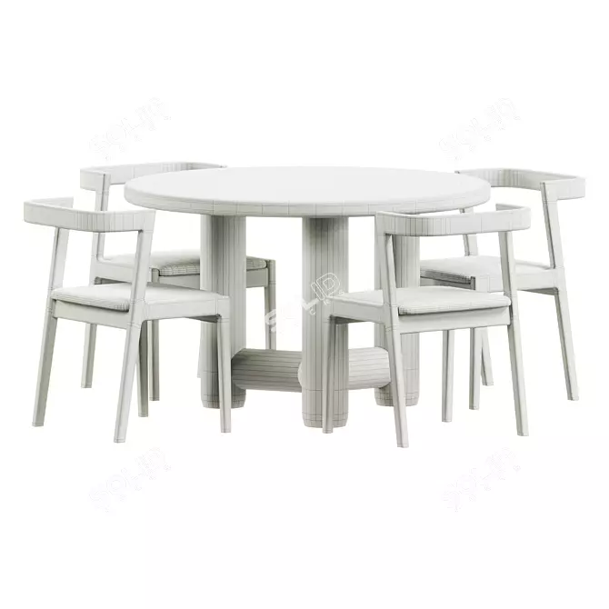 Modern Oak Dining Set - LuluSpace 3D model image 3