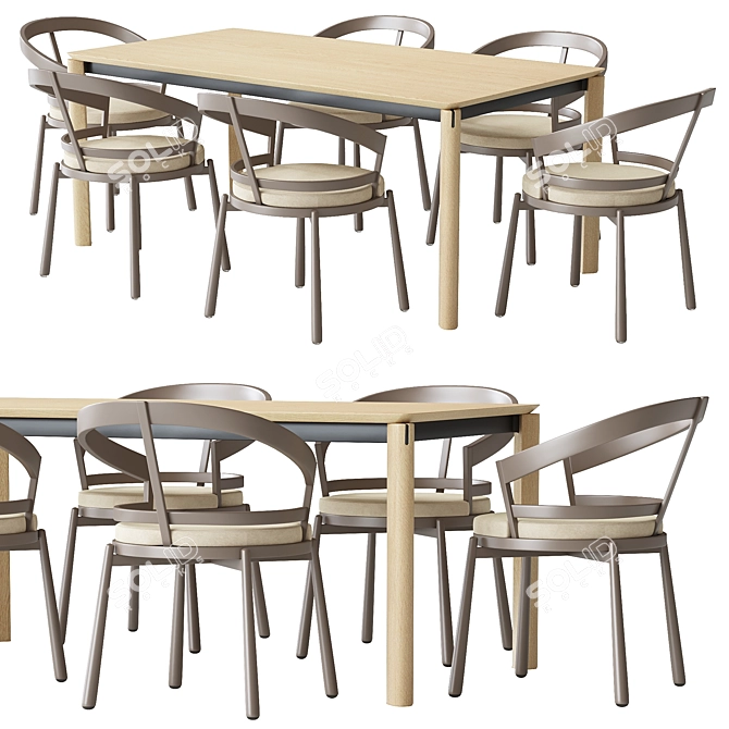 Modern Turtle Chair & Laga Table 3D model image 1