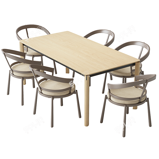 Modern Turtle Chair & Laga Table 3D model image 3