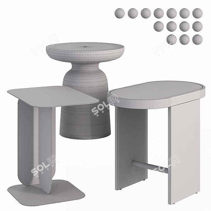 Multi-Colored Magazine Tables Set 3D model image 5