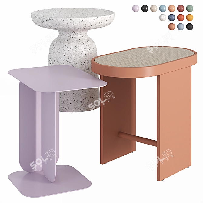 Multi-Colored Magazine Tables Set 3D model image 6