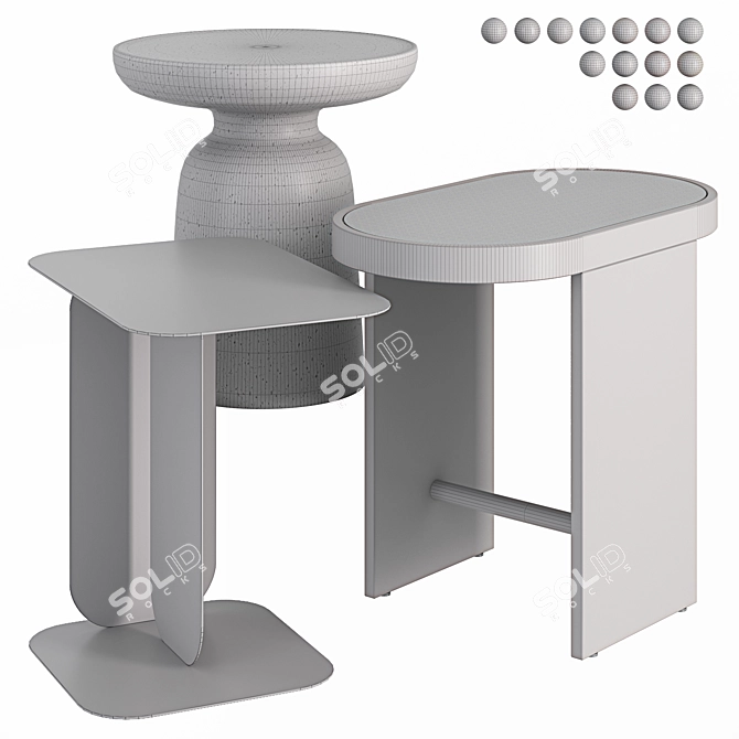 Multi-Colored Magazine Tables Set 3D model image 8