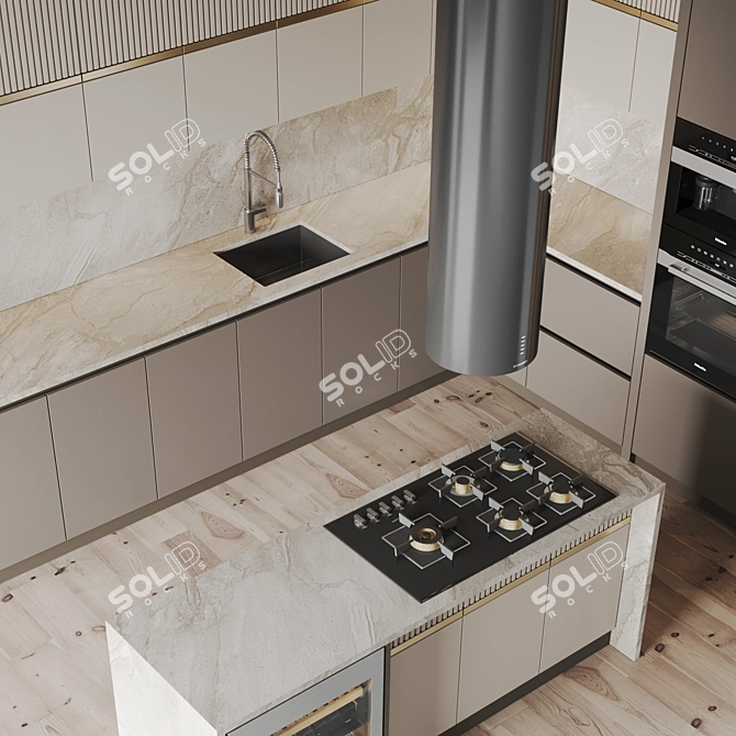 Modern Kitchen 3D Model Set 3D model image 3