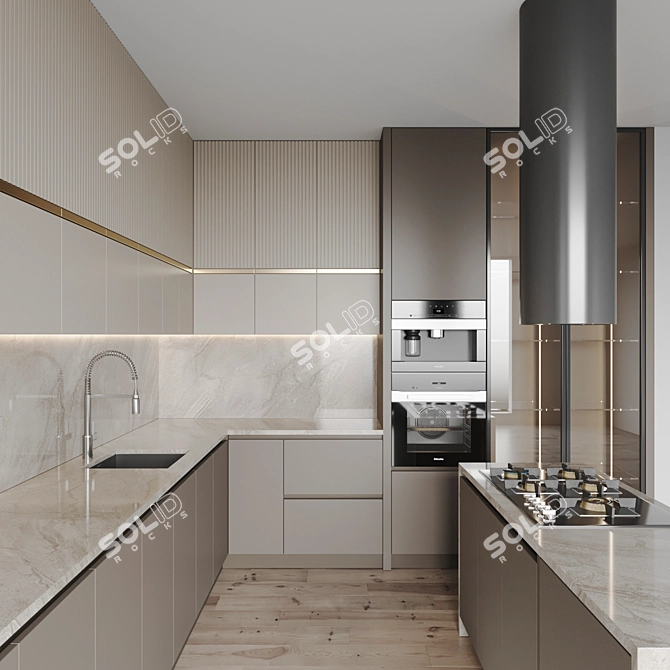 Modern Kitchen 3D Model Set 3D model image 4