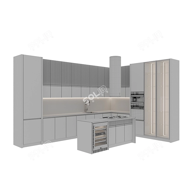 Modern Kitchen 3D Model Set 3D model image 7