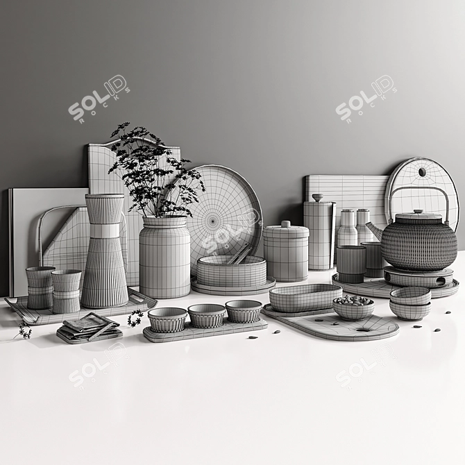 Premium Kitchen Accessories Set 3D model image 4