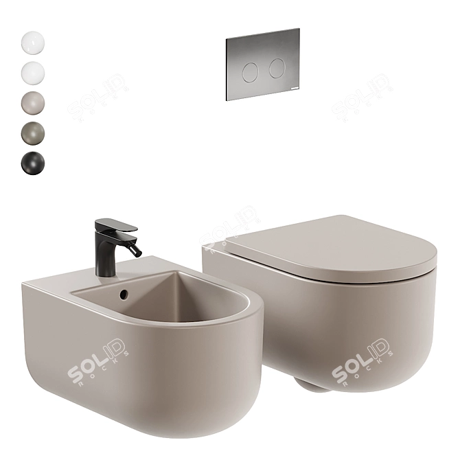 Geromin Stino Wall-Hung WC&Bidet 3D model image 1